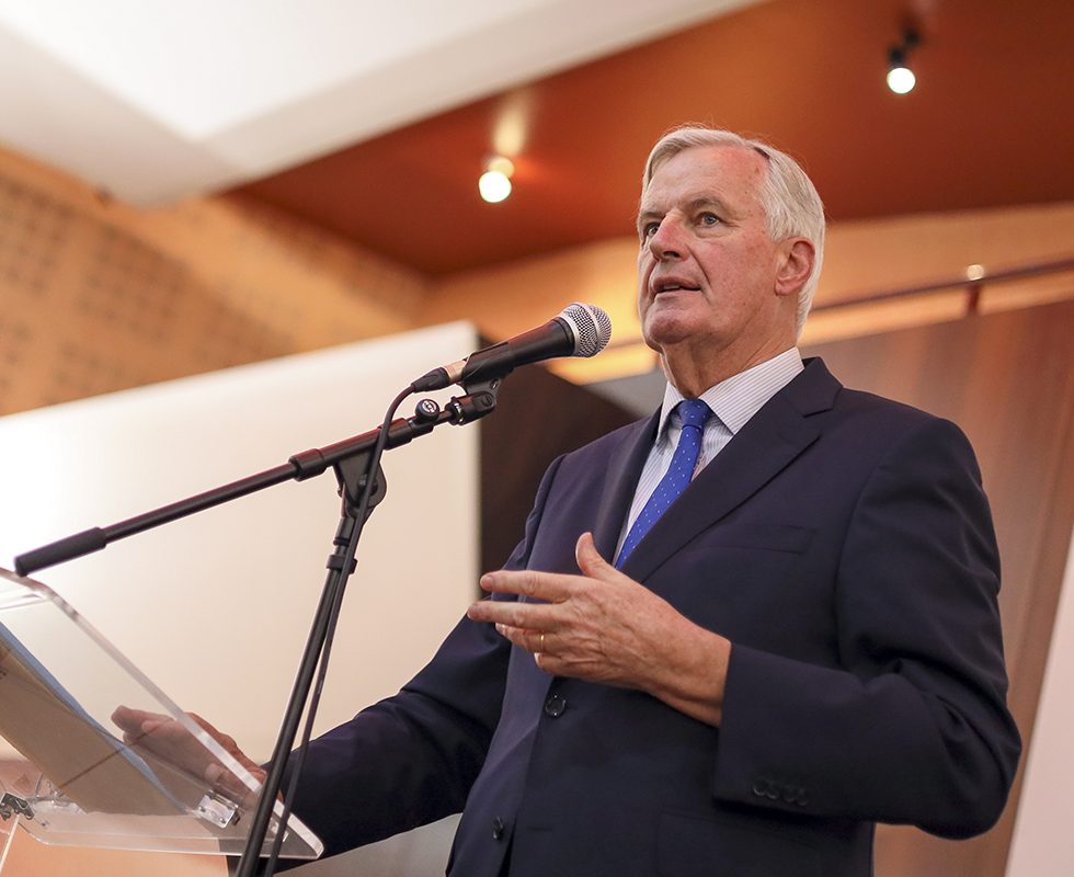 Michel Barnier lors d’un meeting de campagne à Orléans (Loiret), le 5 novembre 2021. ARP