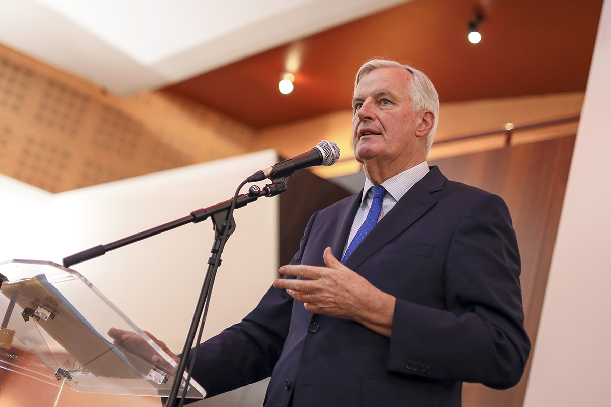 Michel Barnier lors d’un meeting de campagne à Orléans (Loiret), le 5 novembre 2021. ARP